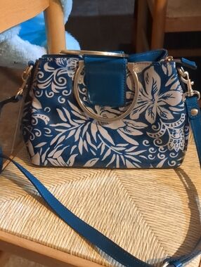 Patricia Nash Empoli Navy / White Satchel Bag New Without Tag